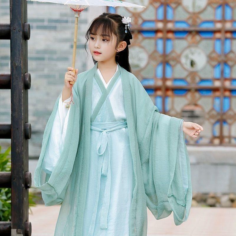 六一儿童出ECV汉服魏晋风清平演调汉装女童班服服亲子大袖衫交领