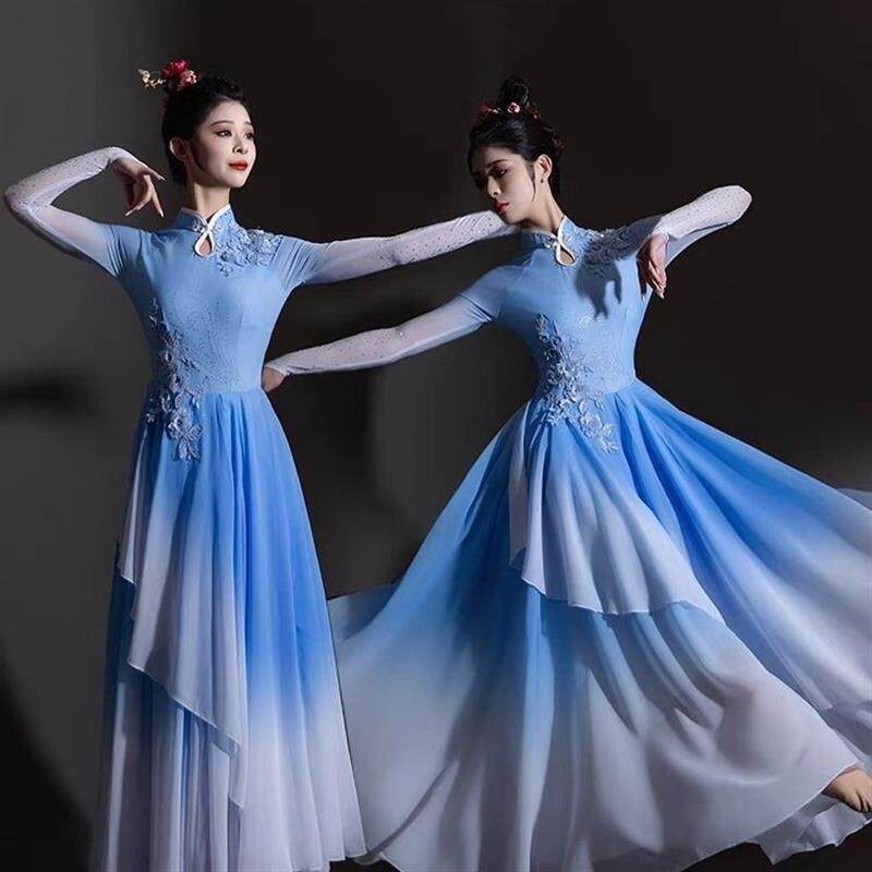 开场舞大摆裙演出歌伴舞表演舞蹈服装现代艺考中国风古典连衣裙