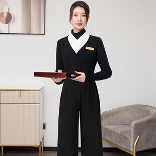 秋冬新款 裙 高档医疗美容院皮肤管理师针织美甲店美容师工作服套装