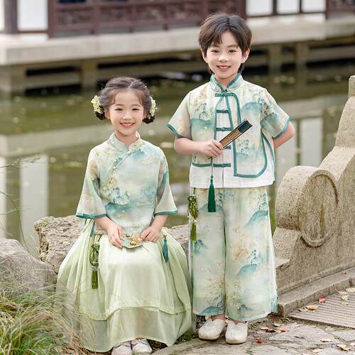 儿童春秋汉服演出服小学生中国风大合唱表演服男女童国学朗诵服装
