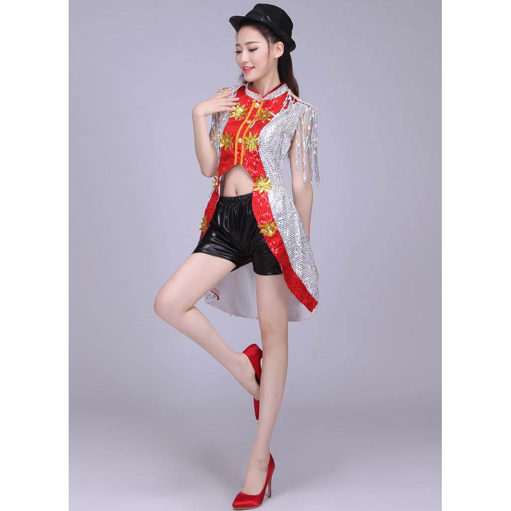 现代舞蹈服爵舞服演ds出服新款流苏时尚成人装BTA亮片舞士台装女
