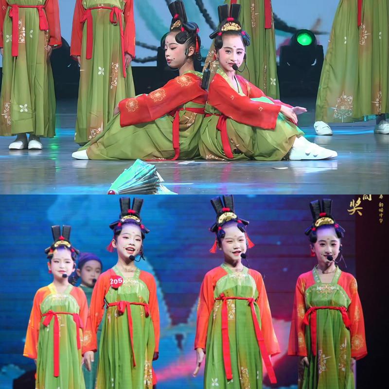 唐诗里的中国儿童演出服朗诵合唱服唐宫夜宴汉唐古风襦裙舞蹈服装