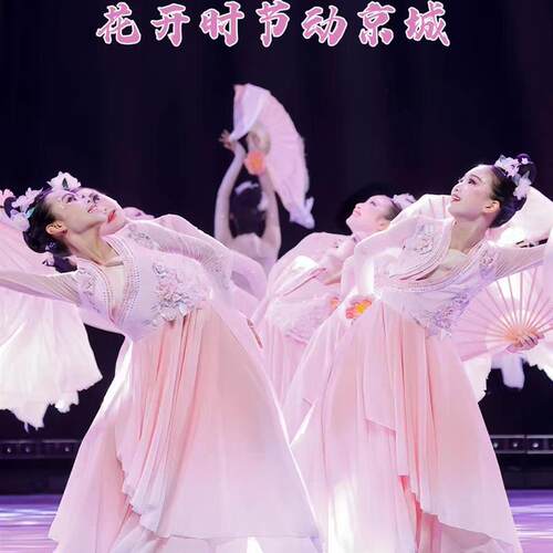 花开时节动京城舞蹈服女古典舞玉蝶幽香踏浪立春扇语春风演出服装