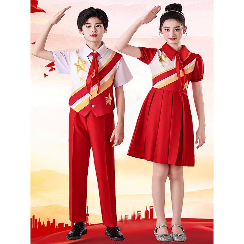 儿童国庆演出服中小男生GHU大合学表演唱服女童诗歌朗诵红色爱国