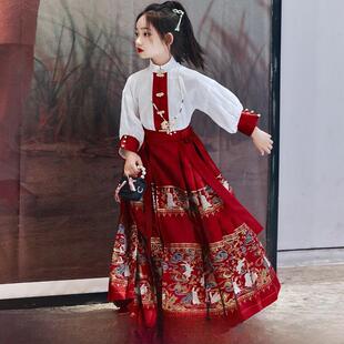 明代改进型汉代女孩马面裙儿童春秋唐装民族古风汉代中式服装