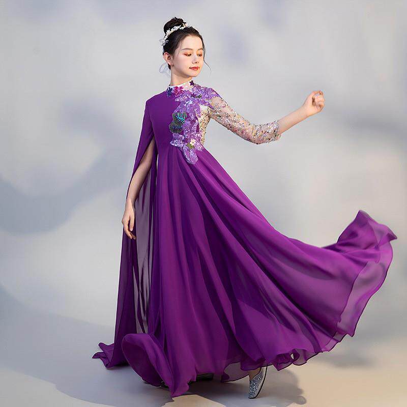 儿童古筝专业演出服四季大童端中国风中学生艺考舞台表演服