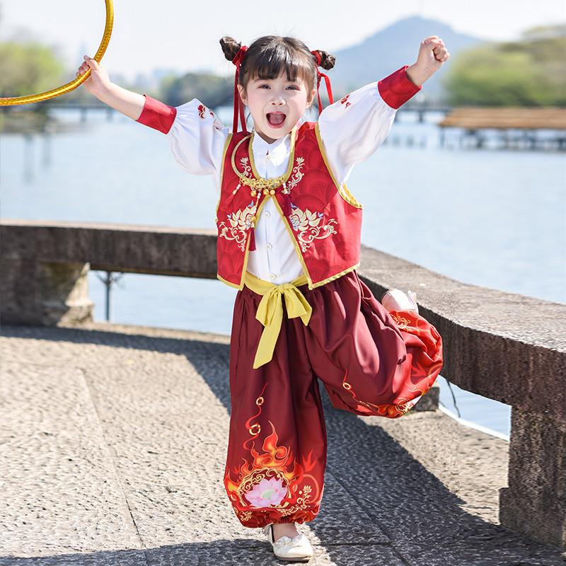 儿 童哪吒汉服夏季哪吒之魔童闹海表演服男女 童cos六一节日套装