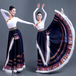 藏族舞蹈演出服装女新款上衣藏舞舞蹈服藏服裙子半身裙围裙演出服