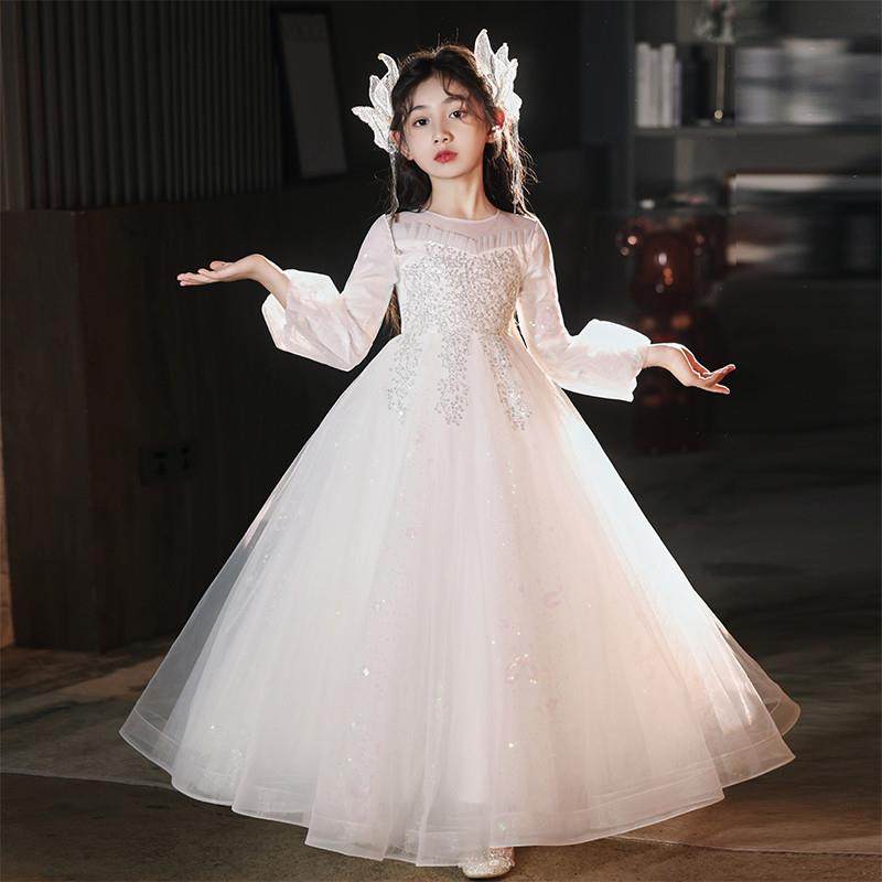 花童婚礼小女孩礼服生日公主裙女童轻奢小众高端主持人钢琴演出服