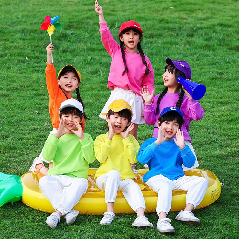 秋季儿童糖果色卫衣演出服小学生运动会啦啦操队幼儿园舞蹈表演服