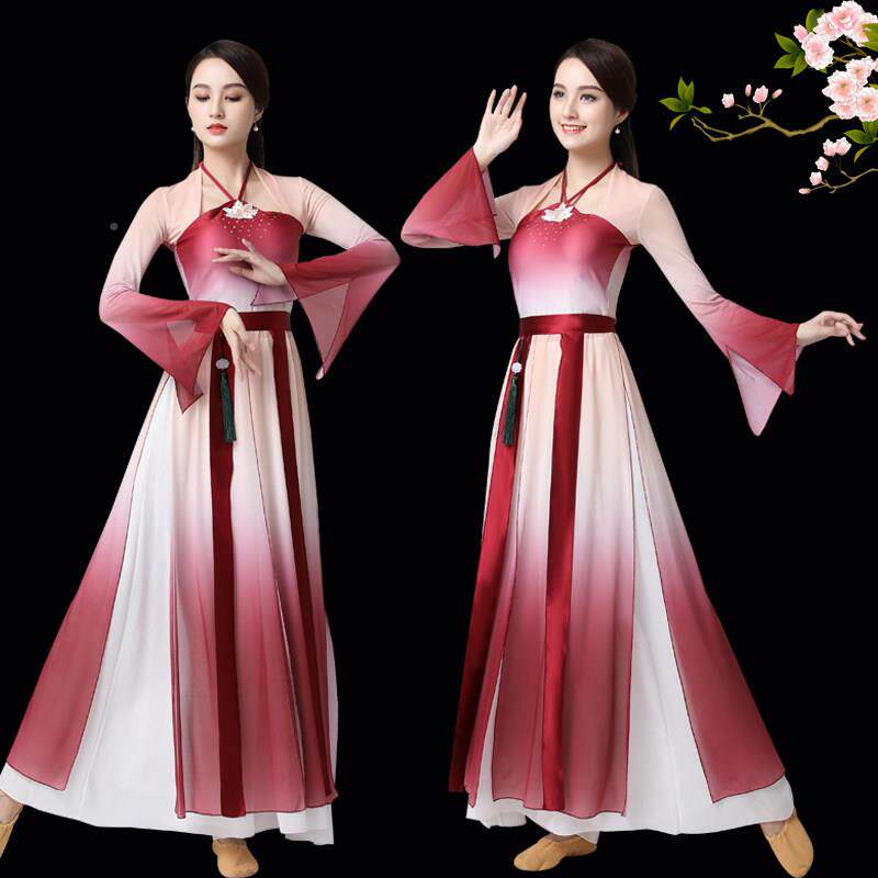 古典舞蹈服中集国舞服练功女身MSI飘逸古风韵连衣裙训服民族舞演