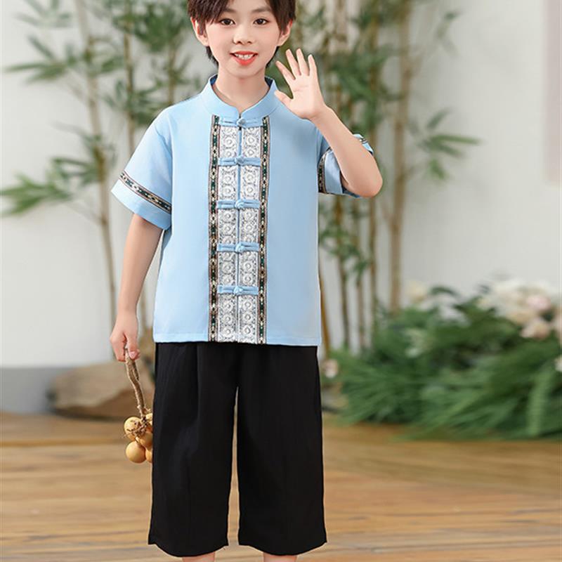 广西壮族三月三儿童少数民族风演出服男女童彝族服装苗族舞蹈服