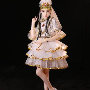 儿童舞蹈演出服女少数民族服装新疆舞蹈演出服哈萨克族柯尔克孜族
