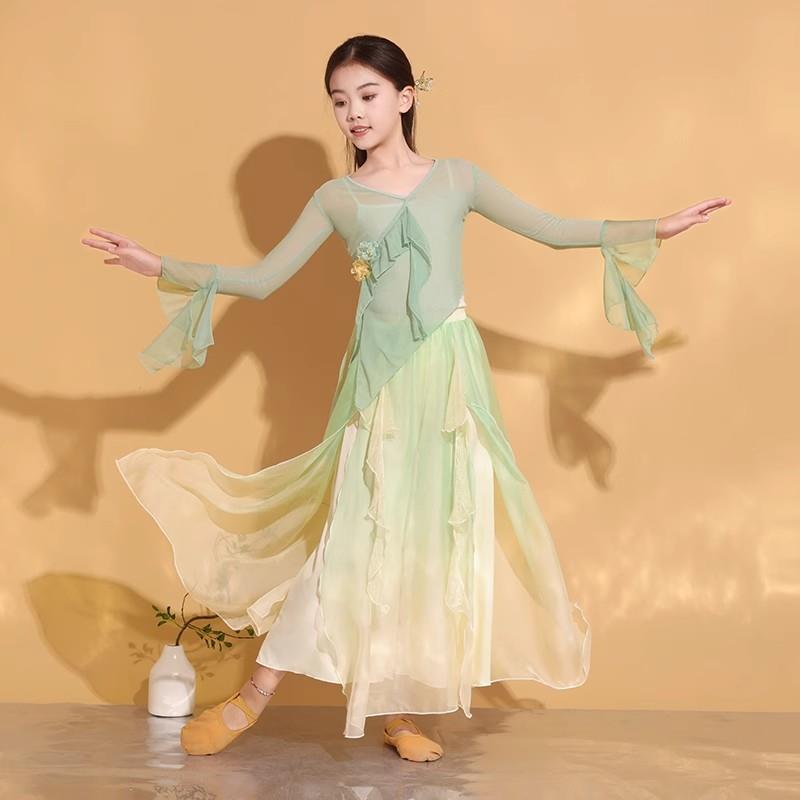 儿童古典演蹈出舞蹈服女童幼儿飘逸仙气古风MIH纱衣中国舞服装练
