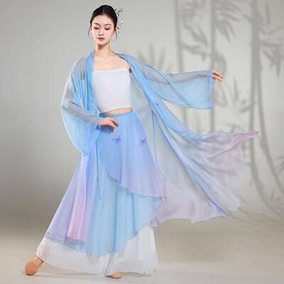 古典舞服新款渐层身韵纱无品牌/衣飘逸中仙体气国蹈风形演出服练
