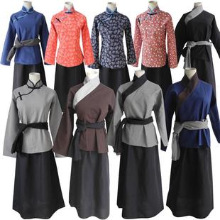 棉麻古装汉服老太太奶奶演出服女古代上衣服裙孟母刘姥姥丫鬟服装