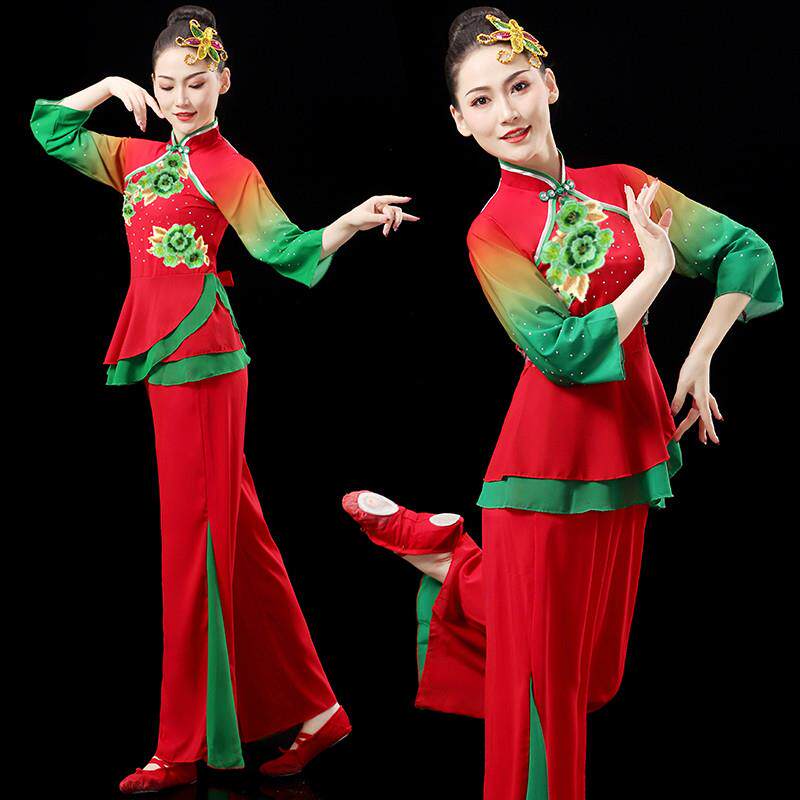 秧歌舞蹈服装演出服女2025新款喜庆广场舞套装手绢舞扇子舞表演服