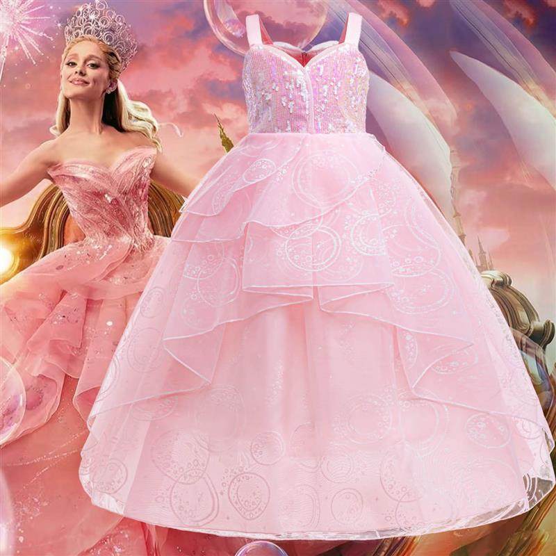 跨境cosplay格琳达魔法坏女巫格女主同款吊带粉色连衣裙儿童礼服,童装/婴儿装/亲子装,连衣裙,淘宝优惠券,粉丝福利购,淘宝优惠卷