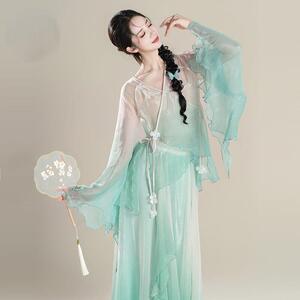 古典舞蹈服装身演出服女修仙气纱衣衣长袖无品牌/上国舞练功服中