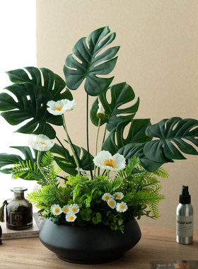 高品质仿真花假绿植高级感桌面摆件客厅餐桌电视柜玄关装饰品盆栽