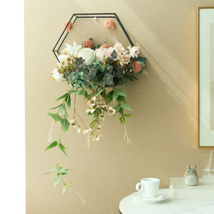初若安然高级复古感仿真花假花客厅墙面装饰挂件电视背景墙壁挂饰