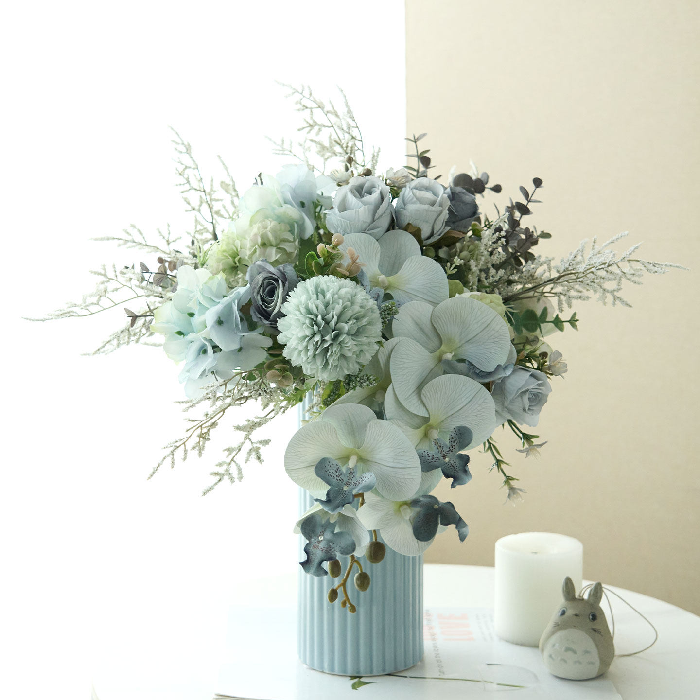 初若安然北欧风高级感蝴蝶兰仿真花假花束客厅餐桌办公桌装饰摆件