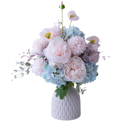 粉嫩红色艺术仿真绢花客厅