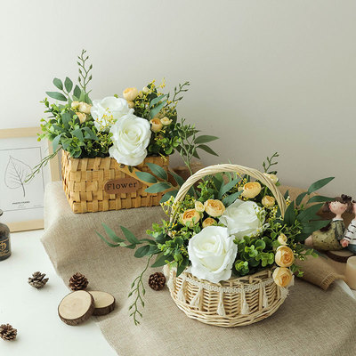 彷真花假花束向日葵客厅摆设件装饰品绢花艺餐桌茶几干小盆栽花篮