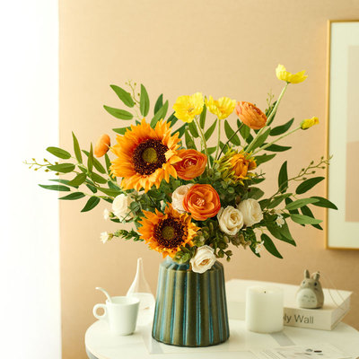 楚罗安然2025新年人造花假花向日葵花卉客厅餐桌高档装饰饰品