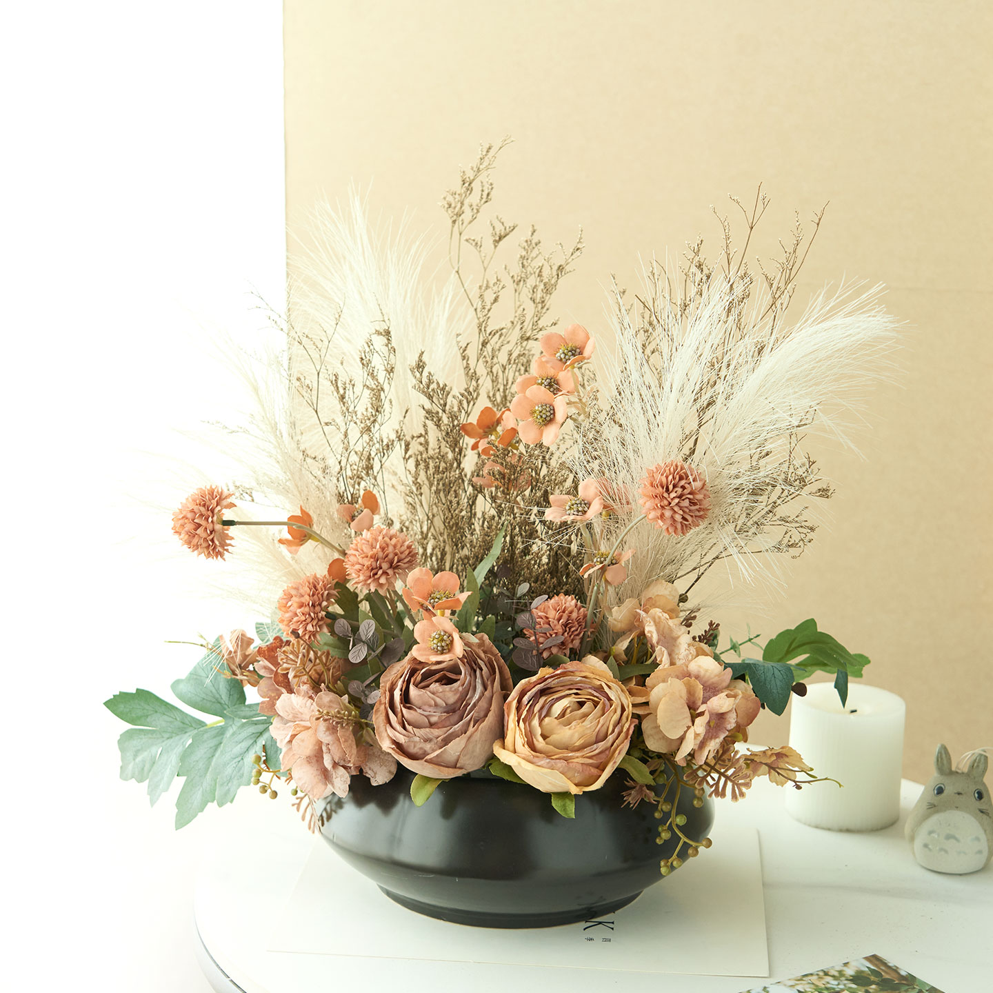 复古秋色仿真花做旧假花