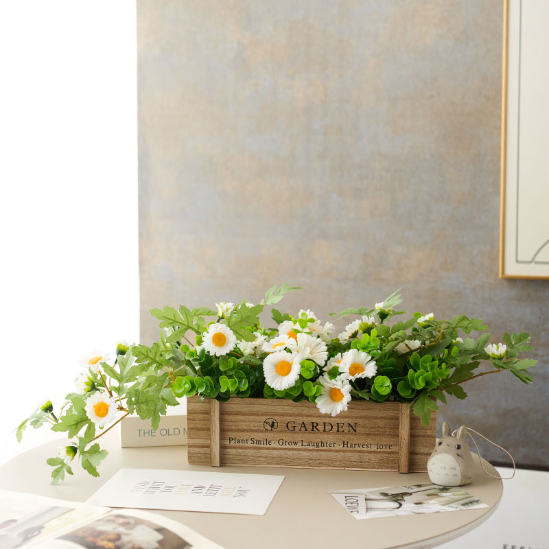 初若安然莫奈花园栅栏仿真花假花小雏菊客厅餐桌橱窗装饰摆件绿植