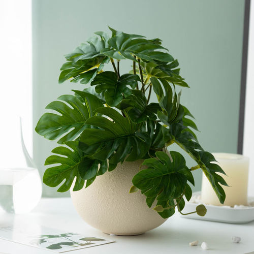 龟背叶假花仿真花摆件绿植盆栽