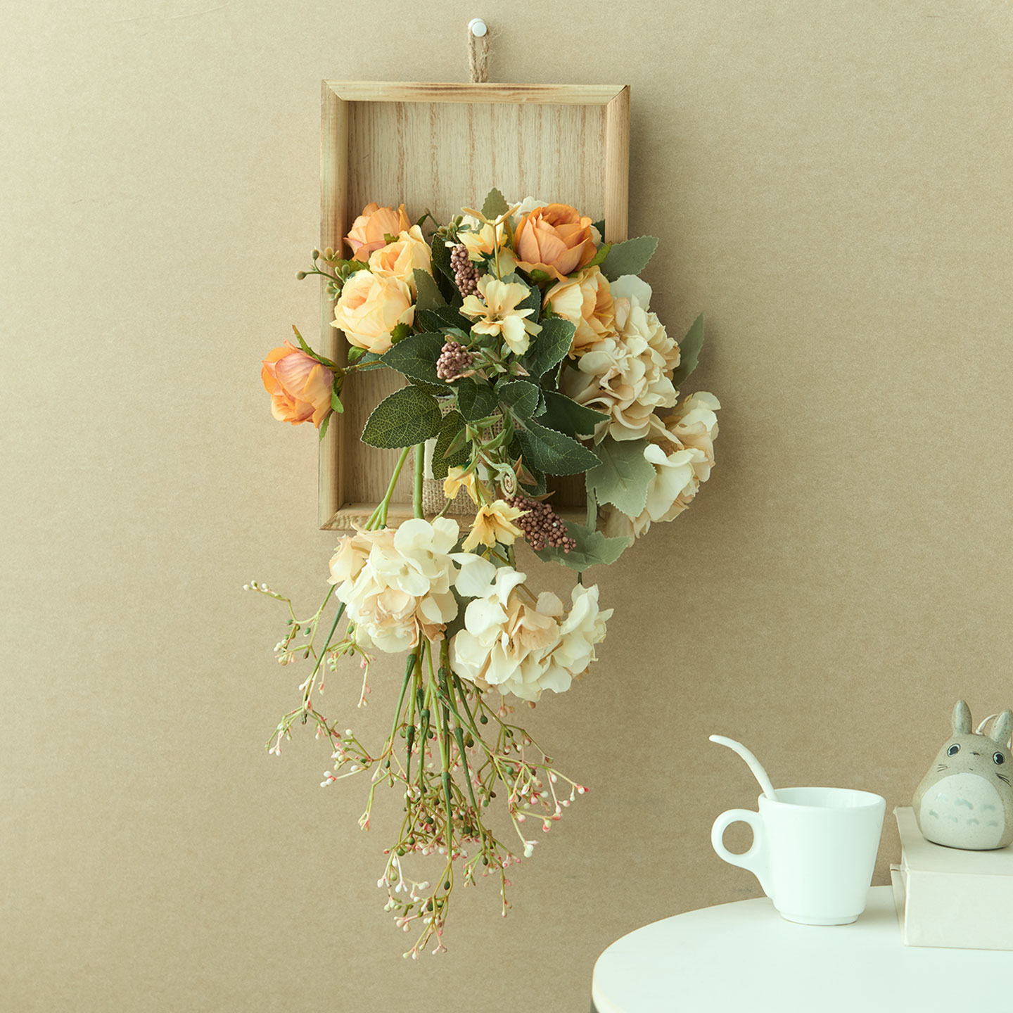 复古法式仿真花假花玫瑰木质壁挂