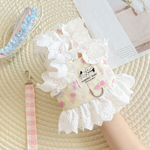 狗狗衣服牵引绳外出专用遛狗绳子小型犬宠物比熊泰迪背心式胸背带