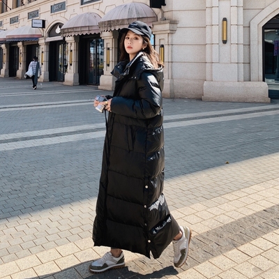 亮面超长款到脚踝韩版宽松羽绒棉