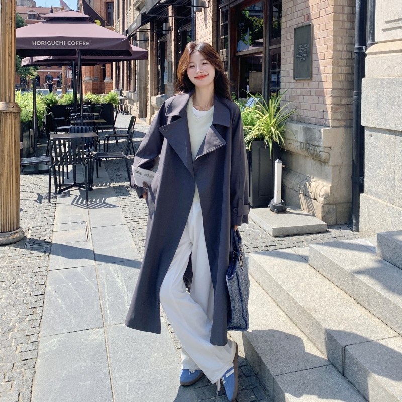 高级感灰色风衣外套女气质小个子