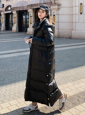 爆款亮面羽绒棉服女冬季超长款到脚踝面包服过膝加厚艺考免洗棉衣