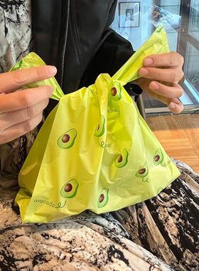 INS牛油果绿色塑料手提袋烘焙蛋糕甜品打包袋饰品包装袋子礼品袋