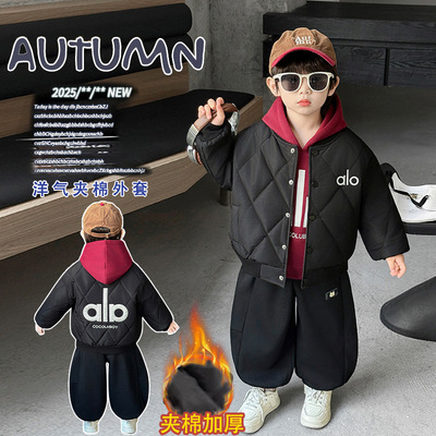 男童夹棉外套棒球服秋冬款儿童薄