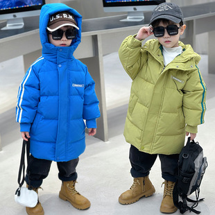 男童羽绒服冬季中长款2025新款儿童装加厚痞帅宝宝白鸭绒炸街外套