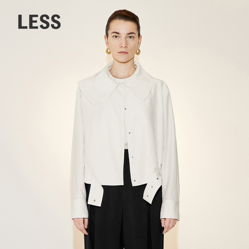 LESS春秋亚麻翻领宽松夹克外套