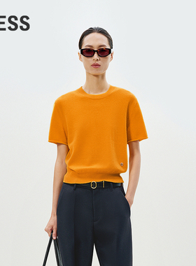 【商场同款】LESS2025年春新款圆领休闲短袖套头羊绒衫2P1312840