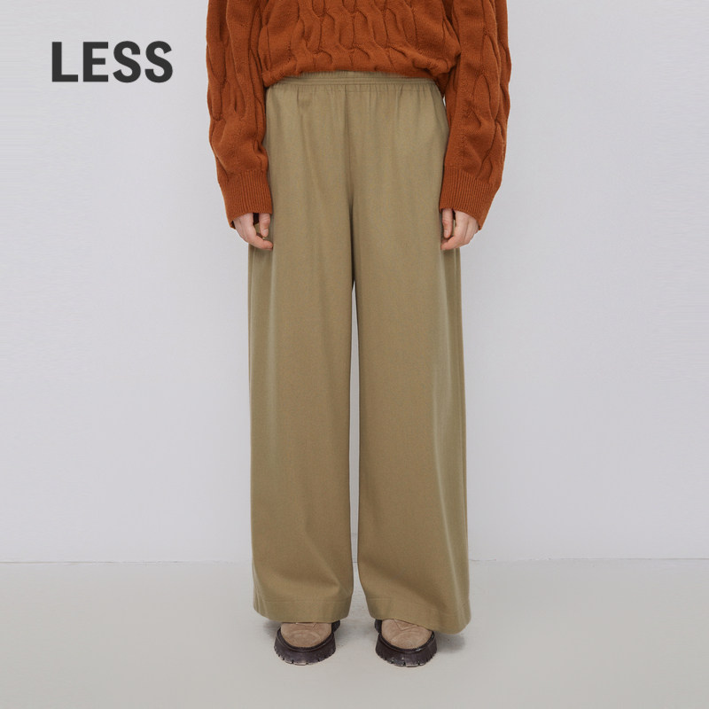 【0压系列】LESS冬季裤子女简约垂感宽松绵羊毛呢直筒裤2N0E11080