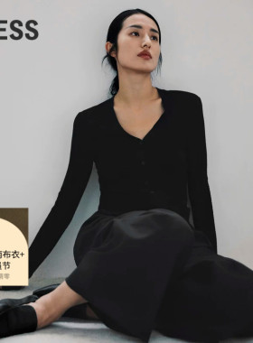 【美丽诺羊毛】LESS春季针织衫女红色新年修身V领开衫2N2311520
