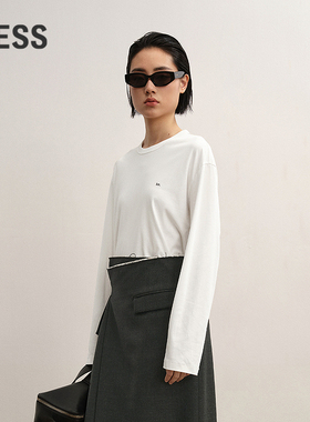 【商场同款】LESS2025年秋新款圆领宽松休闲H型长袖T恤2P9115870