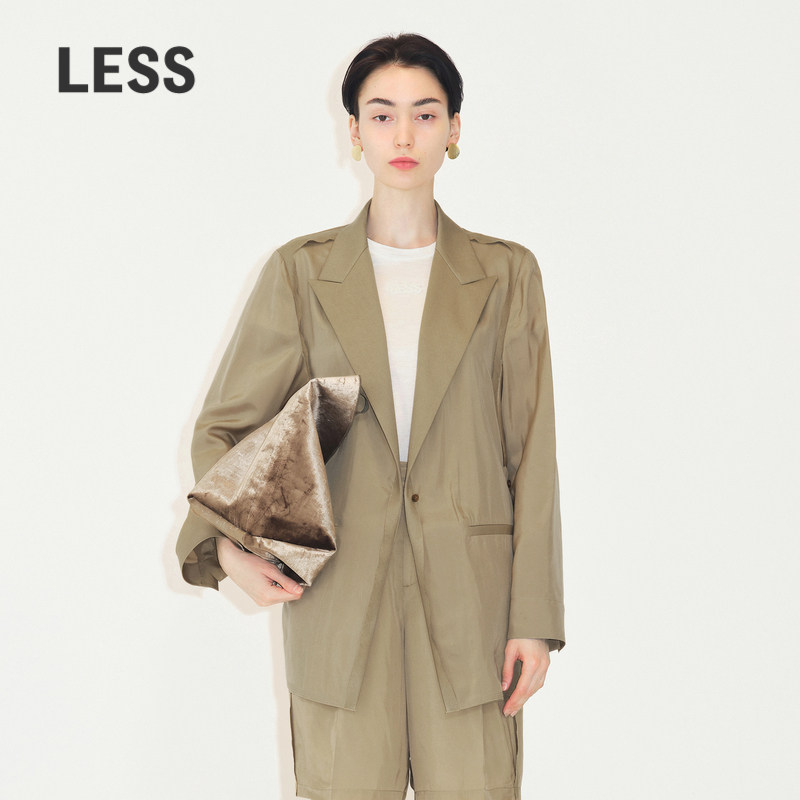 LESS桑蚕真丝西装女中长款通勤宽松气质一粒扣休闲西服2M771