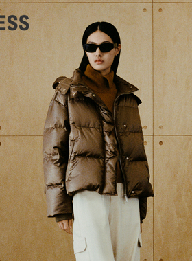LESS冬潮流复古亮面连帽羽绒服2NAC12750
