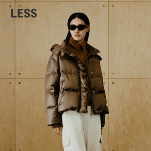 LESS冬潮流复古亮面连帽羽绒服2NAC12750