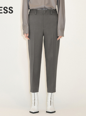 LESS锥形西装裤女简约通勤高腰显瘦直筒休闲九分裤2MAE11140