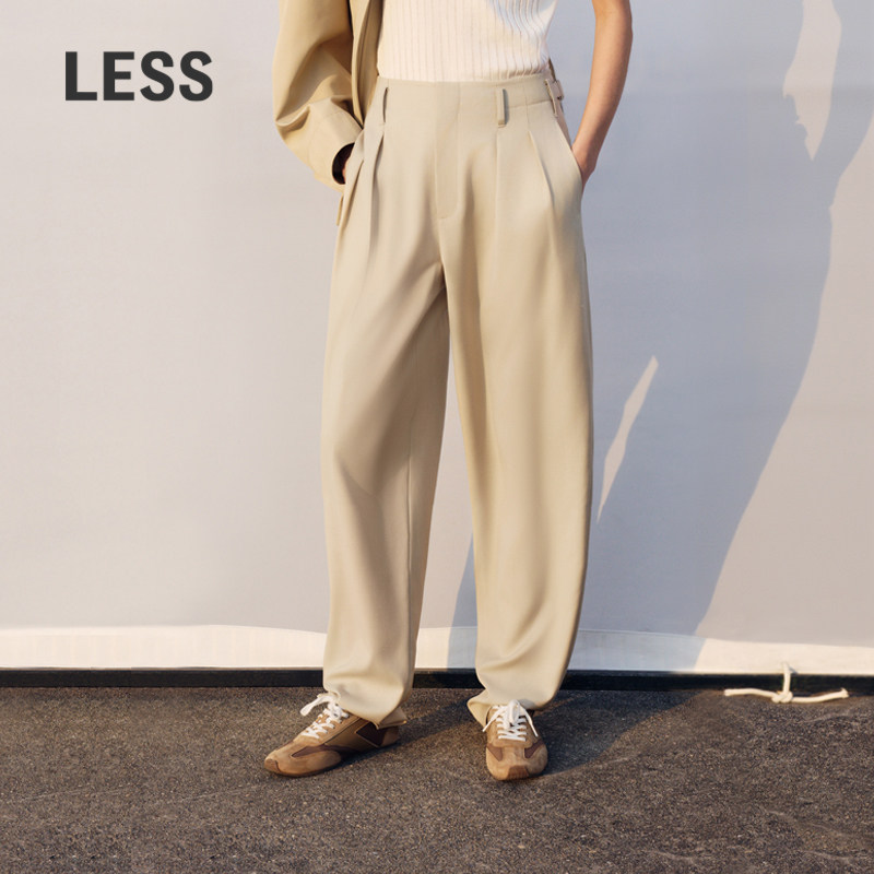 【精工系列】LESS西装哈伦裤女通勤纯色高腰锥形休闲裤2P2E1